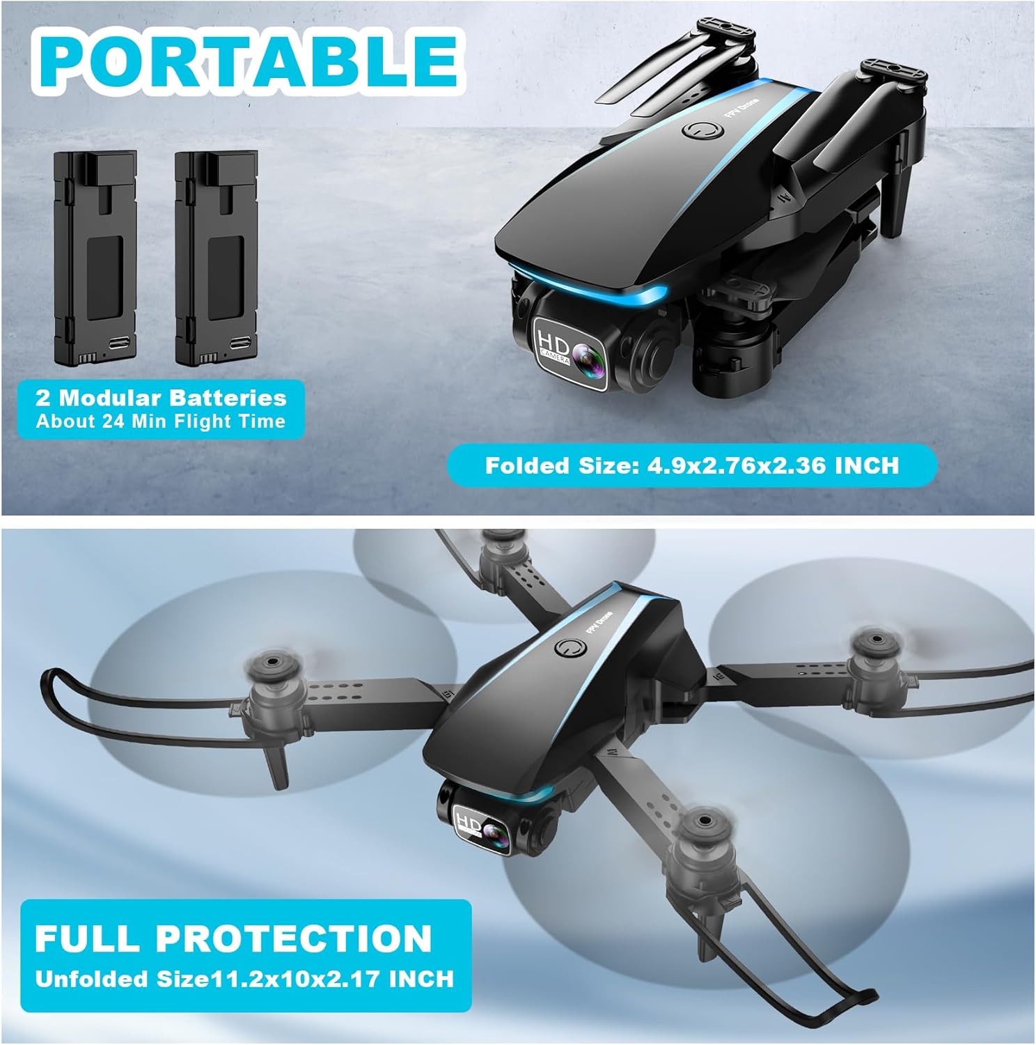 Mini Drone with Camera - Drones for Kids Adults, 1080P HD Foldable Drone with Stable Hover, Auto-Follow, Trajectory Flight, Gravity Control, 90° Adjustable Lens, One Key Take Off/Land, 3D Flip