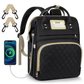 Diaper Bag Backpack, Multifunction Diaper Bag Backpack with Changing Station, USB Charging Port & Foldable Crib, Large Capacity Travel Backpack W/Sunshade&Pacifier Case&Stroller Straps(Blue)